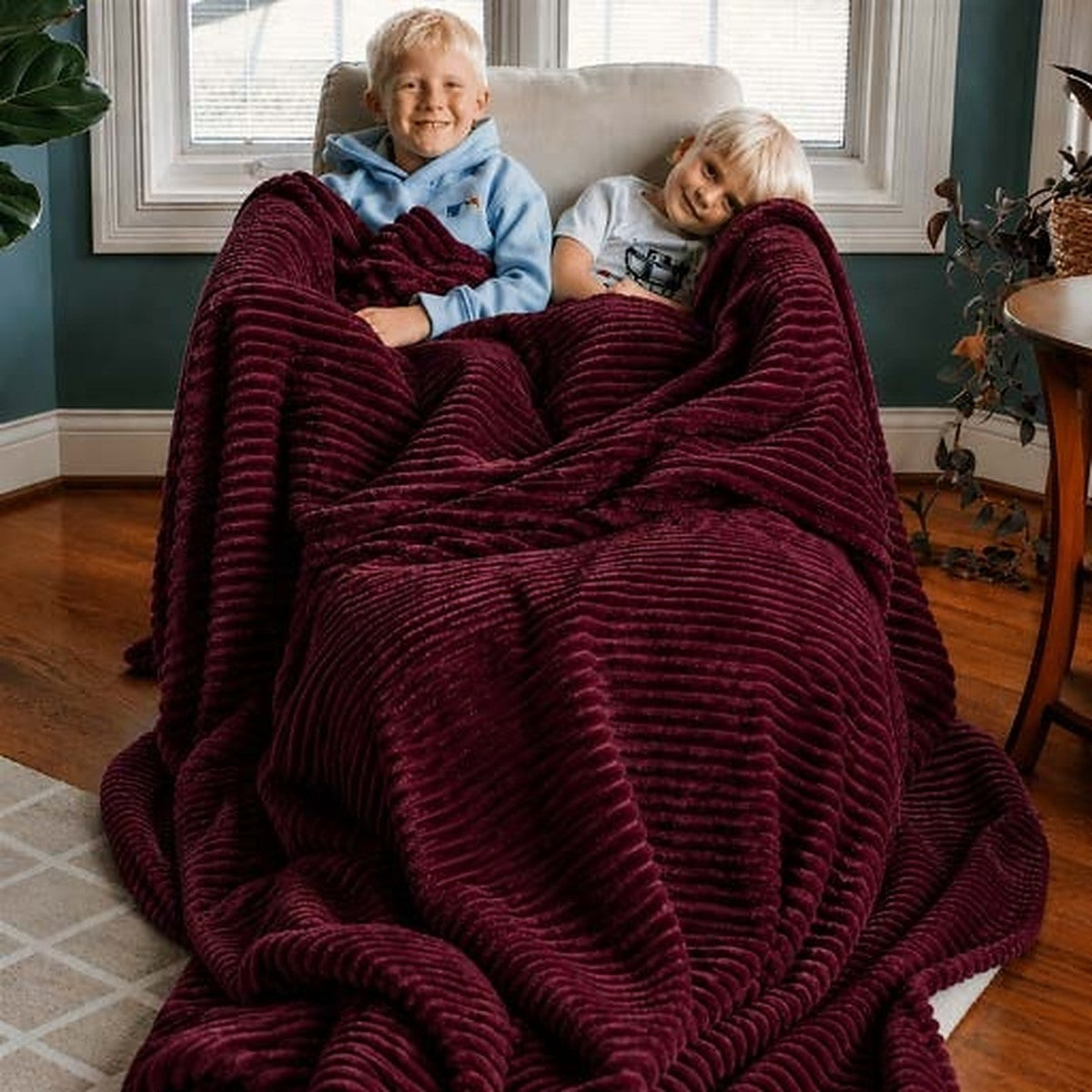 Burgundy chunky throw