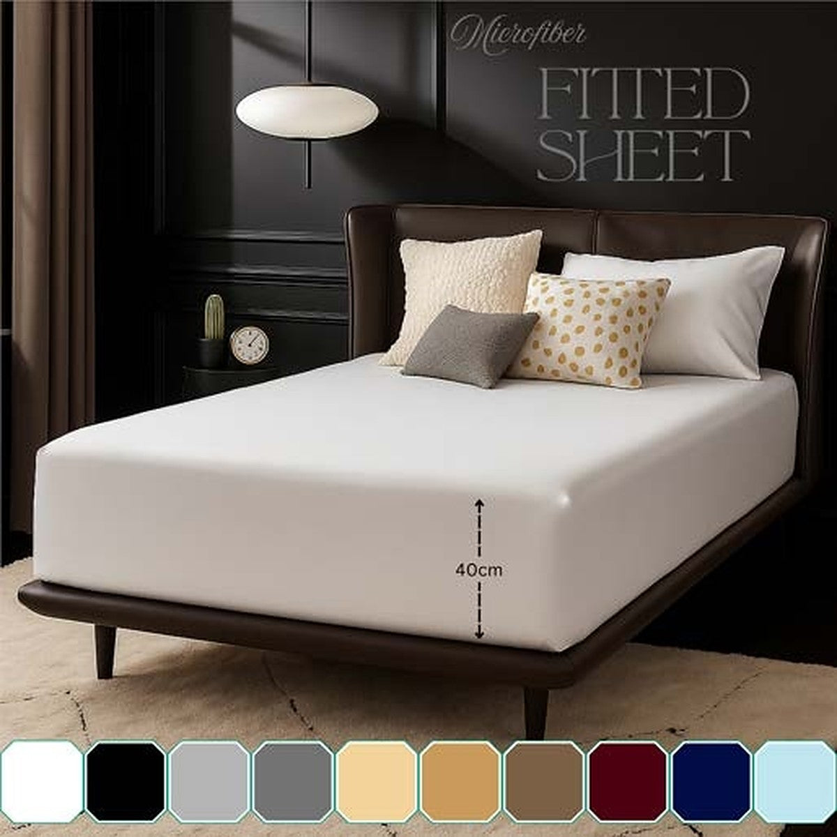 Extra Deep Cotton-Feel Fitted Sheet 40cm – T200