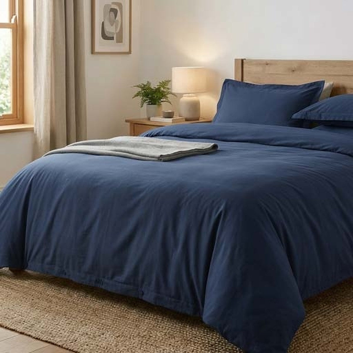 Plain Brushed Microfibre Duvet Cover Set