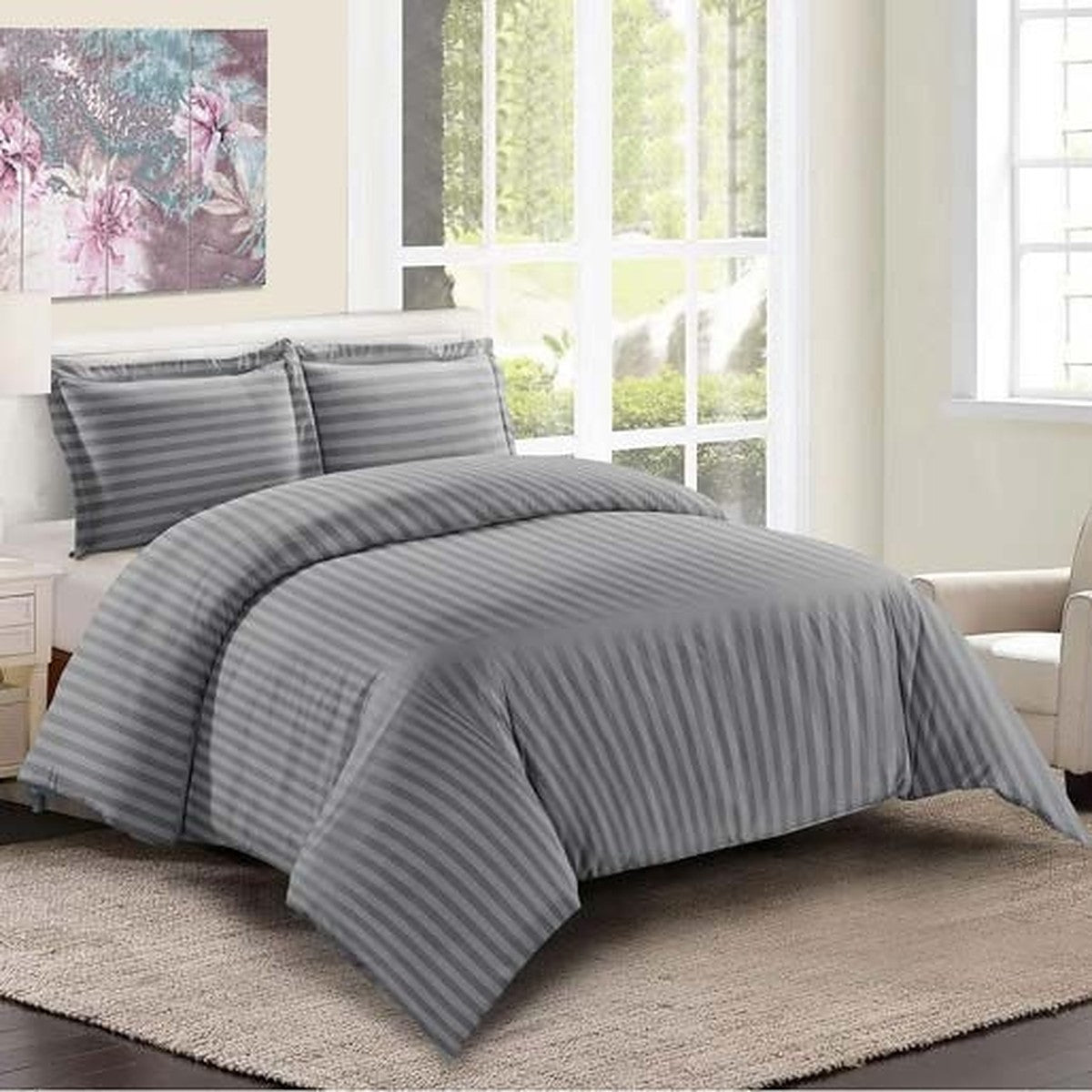 Hotel Stripe Brushed Microfibre Duvet Cover Set